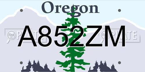 A852ZM Oregon License Plate