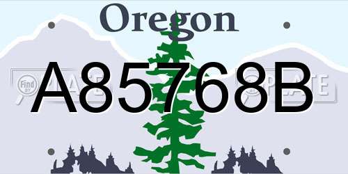 A85768B Oregon License Plate