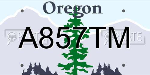 A857TM Oregon License Plate
