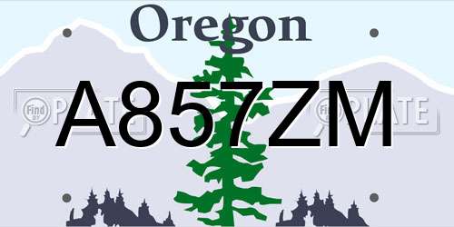 A857ZM Oregon License Plate