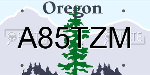 A85TZM Oregon License Plate