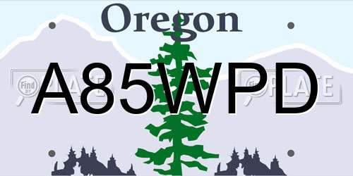 A85WPD Oregon License Plate