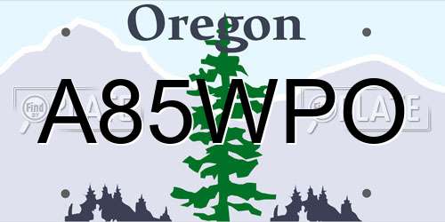 A85WPO Oregon License Plate