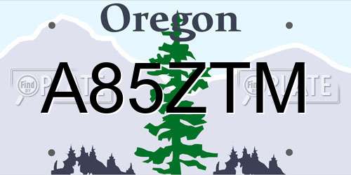 A85ZTM Oregon License Plate