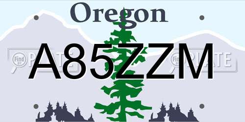 A85ZZM Oregon License Plate