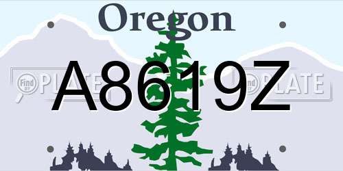 A8619Z Oregon License Plate