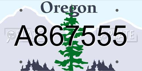 A867555 Oregon License Plate