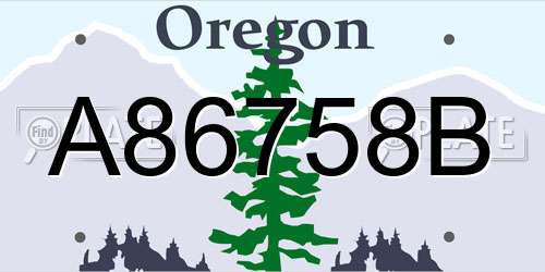 A86758B Oregon License Plate