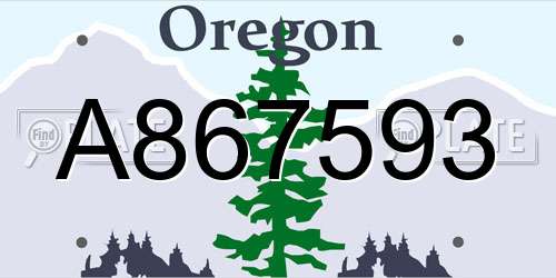 A867593 Oregon License Plate