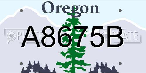 A8675B Oregon License Plate
