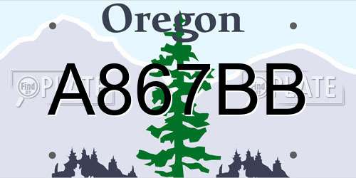 A867BB Oregon License Plate