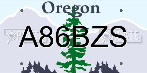 A86BZS Oregon License Plate
