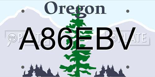 A86EBV Oregon License Plate