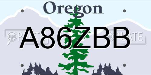 A86ZBB Oregon License Plate