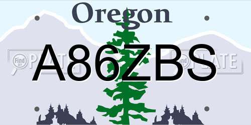 A86ZBS Oregon License Plate