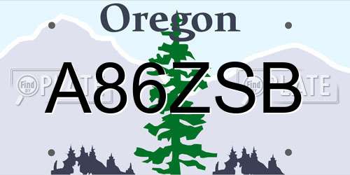 A86ZSB Oregon License Plate