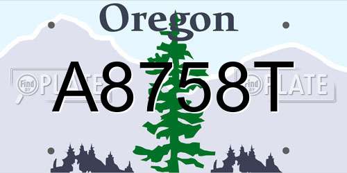 A8758T Oregon License Plate