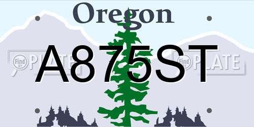 A875ST Oregon License Plate
