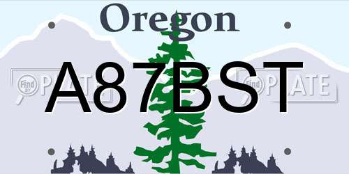 A87BST Oregon License Plate