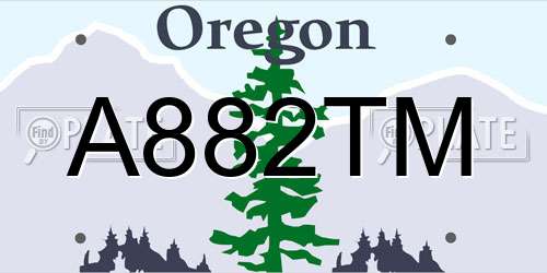 A882TM Oregon License Plate