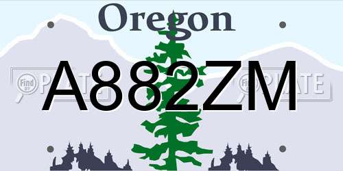 A882ZM Oregon License Plate