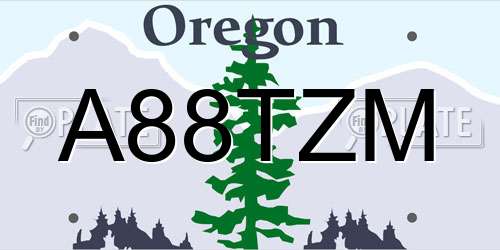 A88TZM Oregon License Plate
