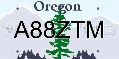 A88ZTM Oregon License Plate