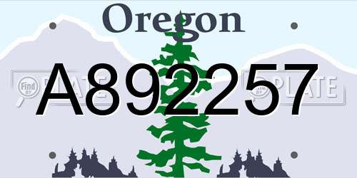 A892257 Oregon License Plate