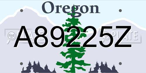 A89225Z Oregon License Plate