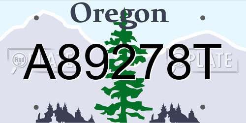 A89278T Oregon License Plate
