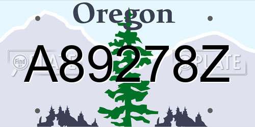A89278Z Oregon License Plate