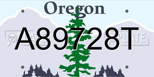 A89728T Oregon License Plate