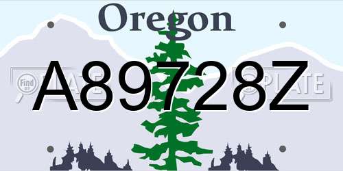 A89728Z Oregon License Plate