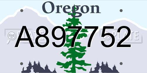 A897752 Oregon License Plate