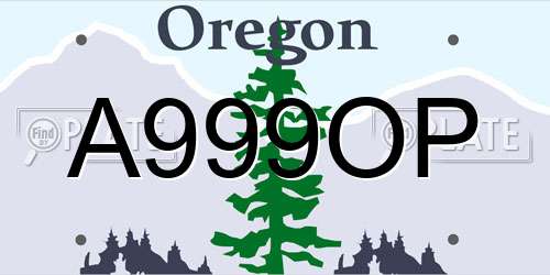 A999OP Oregon License Plate