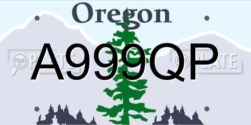A999QP Oregon License Plate