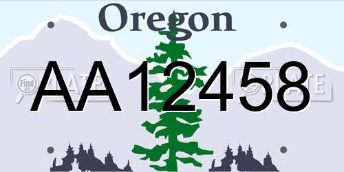 AA12458 Oregon License Plate