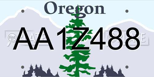 AA1Z488 Oregon License Plate