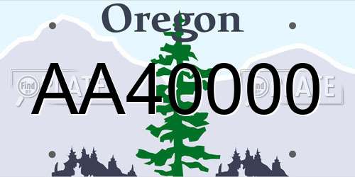 AA40000 Oregon License Plate