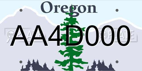 AA4D000 Oregon License Plate