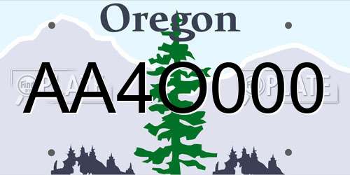 AA4O000 Oregon License Plate
