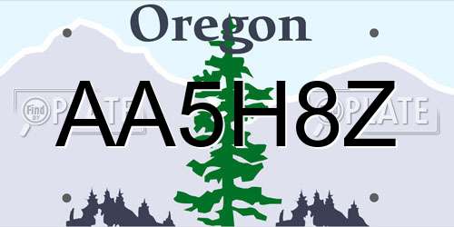 AA5H8Z Oregon License Plate