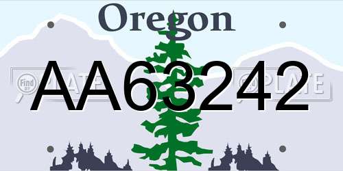AA63242 Oregon License Plate