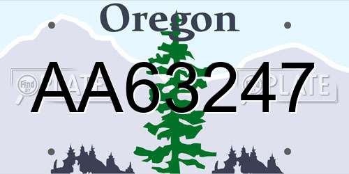 AA63247 Oregon License Plate
