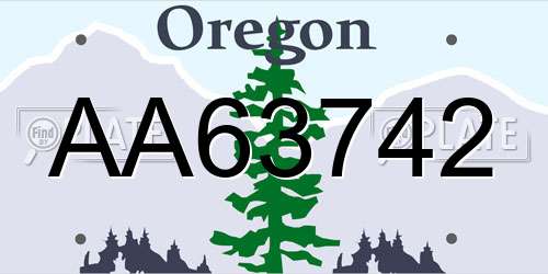 AA63742 Oregon License Plate