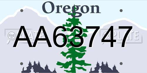 AA63747 Oregon License Plate
