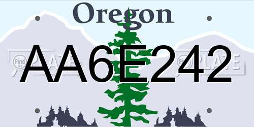 AA6E242 Oregon License Plate