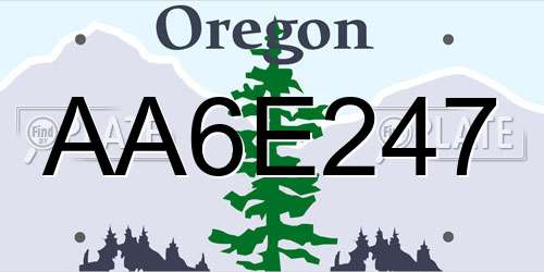 AA6E247 Oregon License Plate