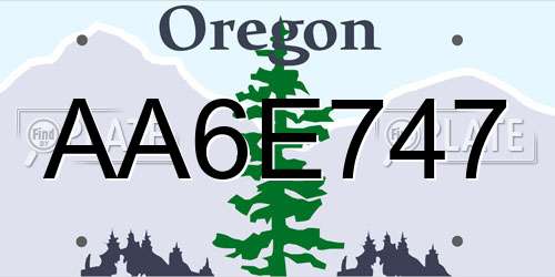 AA6E747 Oregon License Plate