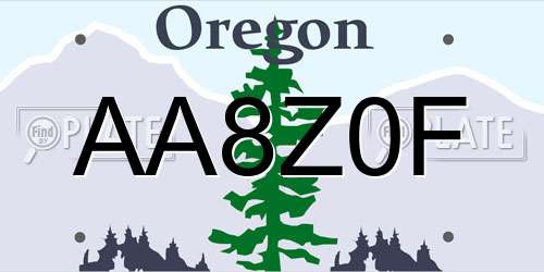AA8Z0F Oregon License Plate